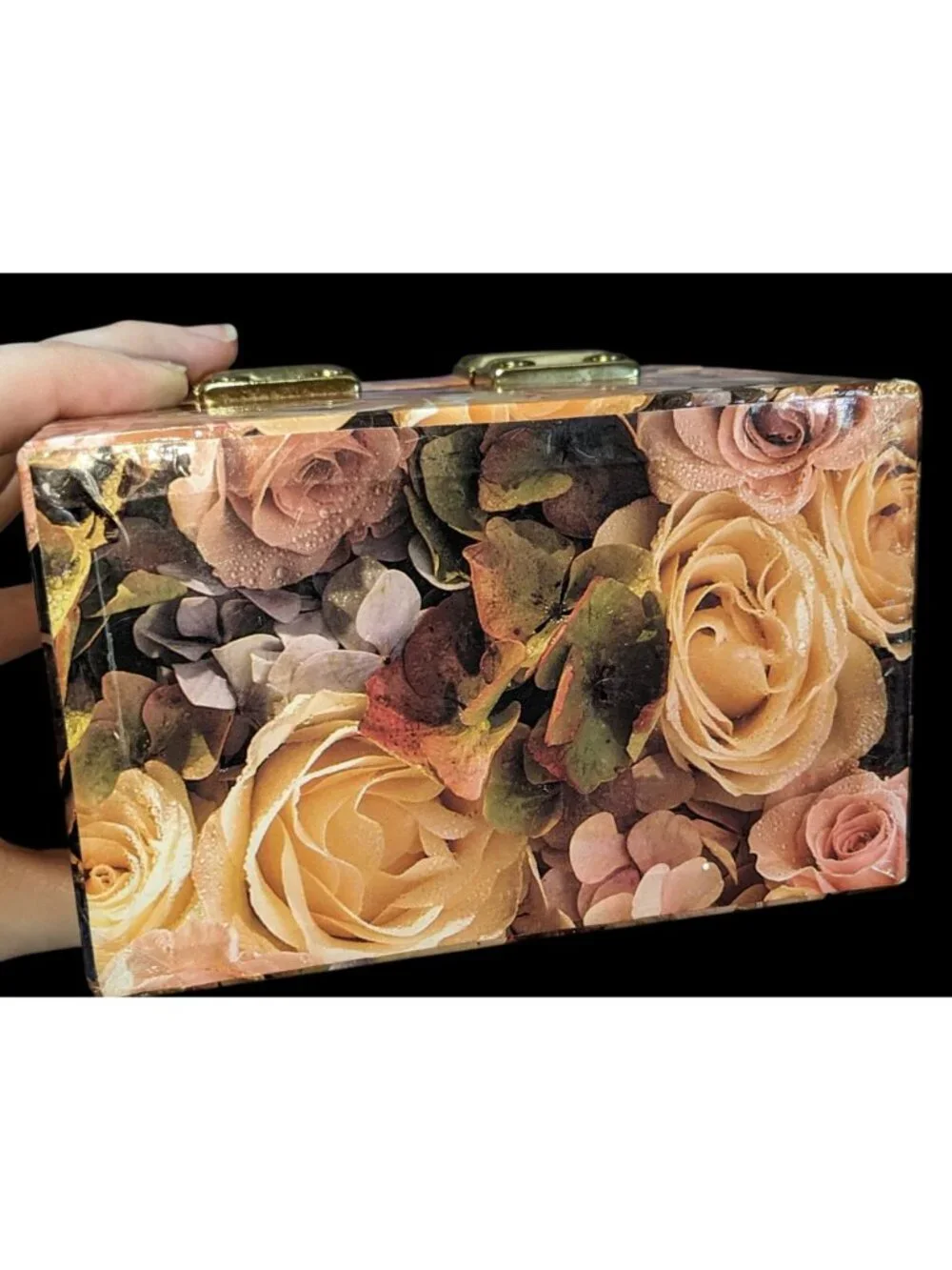 Grandmacore Vintage 90s Floral Decoupage Vanity Jewelry Train Case